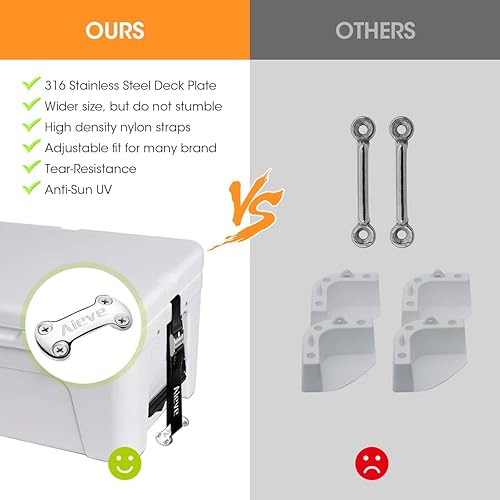 Miniatura 4 de Aieve Kit de correas de amarre para enfriador, soporte de bloqueo de pecho de hielo, accesorios para enfriadores YETI Cooler RTIC