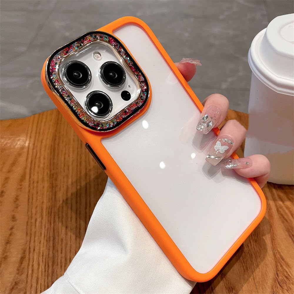 Coque protection objectif iPhone 12 Pro antichoc PC Armor rigide à strass orange - 6