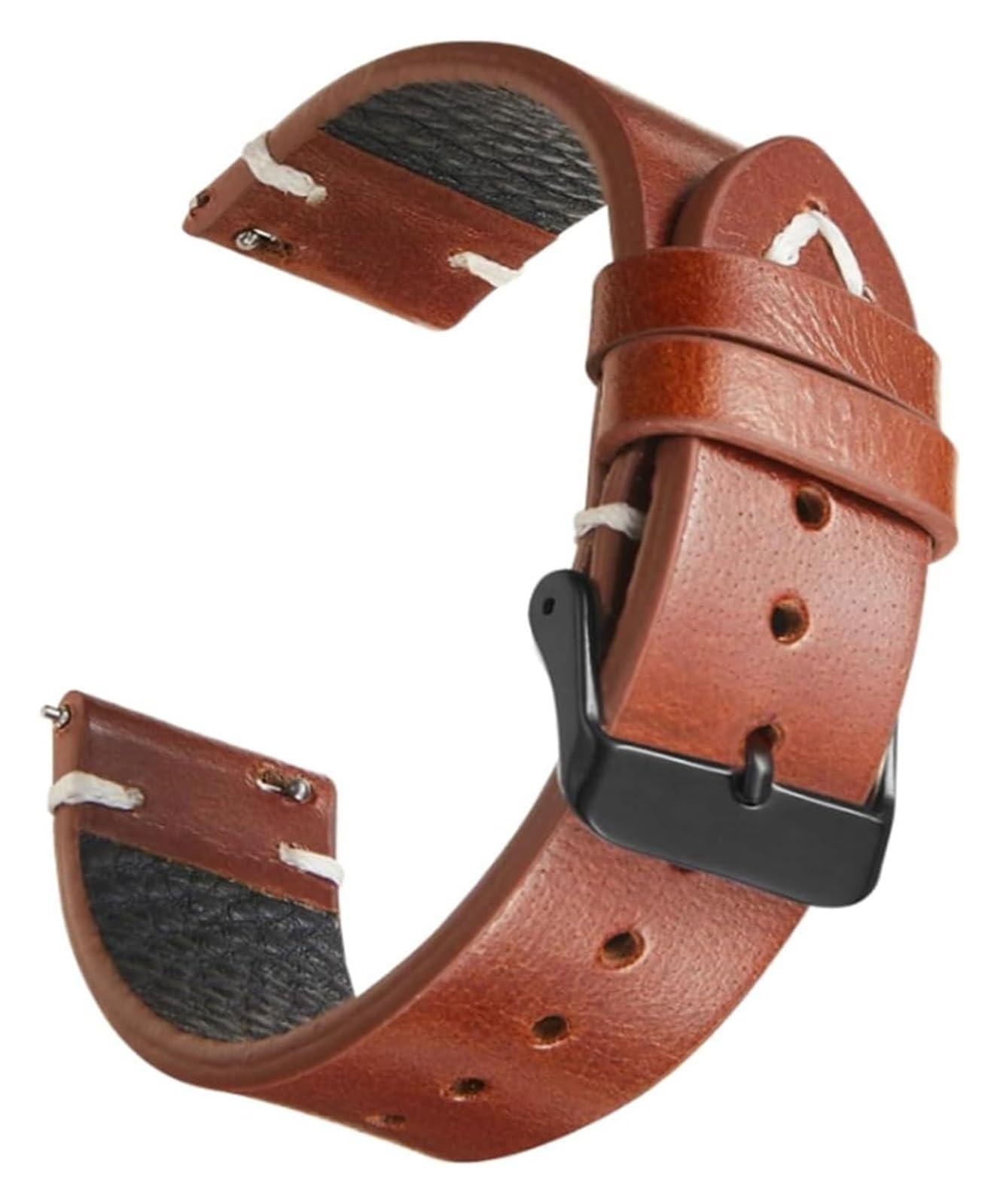 Ersatzwächter 18/19/20/22mm Vintage handgefertigtes Öl-Wach-Leder-Uhrengurt mit schneller Federstange (grün-schwarz, 18 mm)