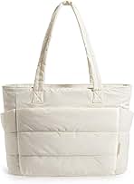 BAGSMART Tote Bag for Women, Lightweight Puffy Tote Bag with Compartments Quilted Shoulder Bag Handbag for Travel, Work, Gym
