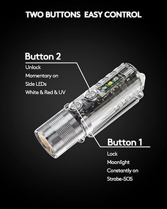 RovyVon A8 Keychain Flashlight Aurora A8 Pocket Flashlight Bundle with A28 Dual Switch EDC Flashlight, Compact High Performance Led Light, 1000 Lumen, 850 mAh Battery