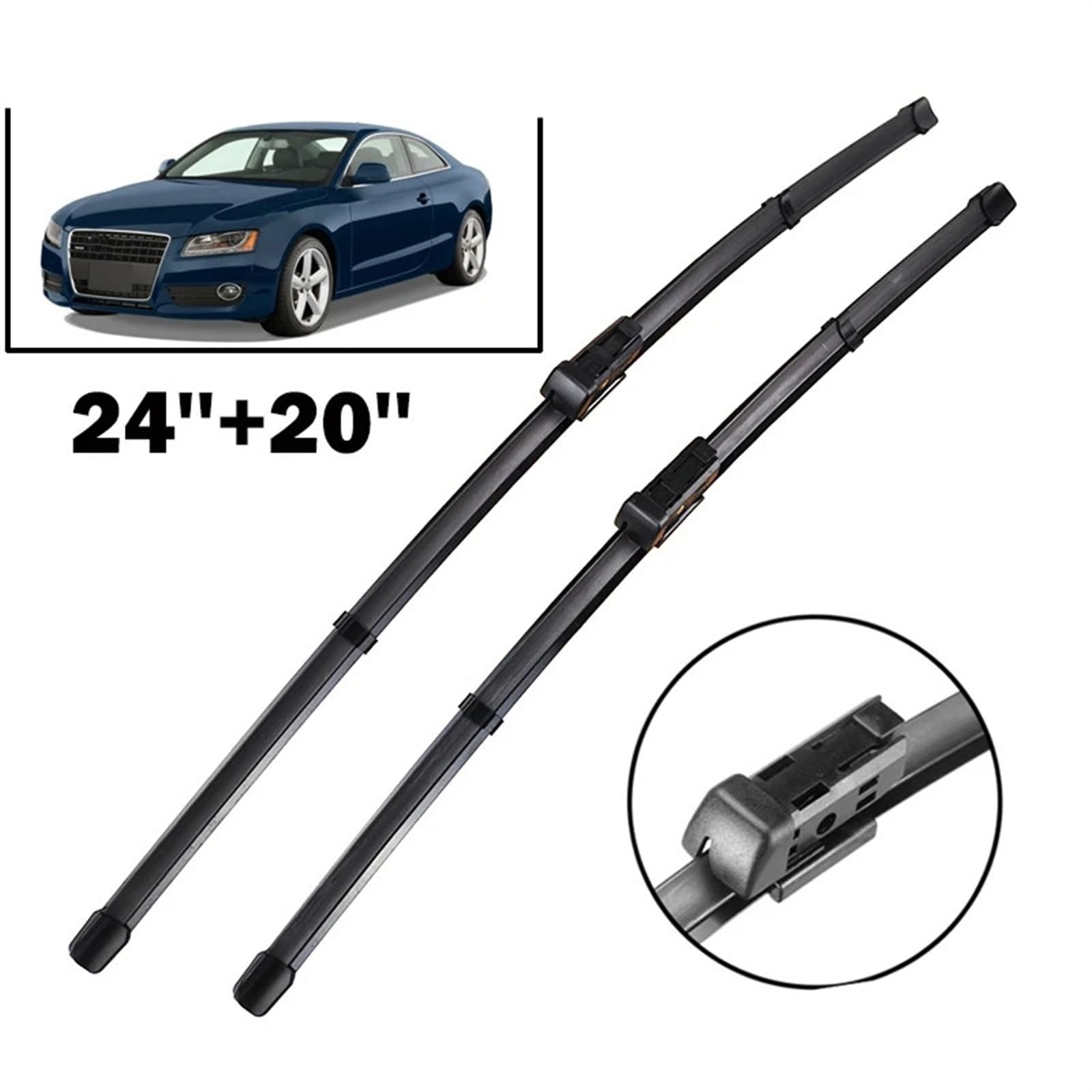 Spazzola Tergicristallo Compatibile con per A5 2008 2009 2010 2011-2016 Tergicristallo LHD Set Spazzole Tergicristallo Anteriori Parabrezza Pulizia Spazzole Antipioggia per Auto 24"+20"