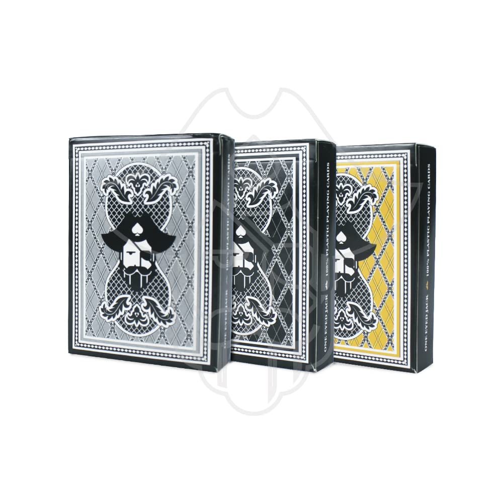 ONE EYED JACK Premium Plastic Playing Cards (Set of 3) - Multicolour - Black, Grey, Golden (B0BC4CJLY2) Amazon Price History, Amazon Price Tracker