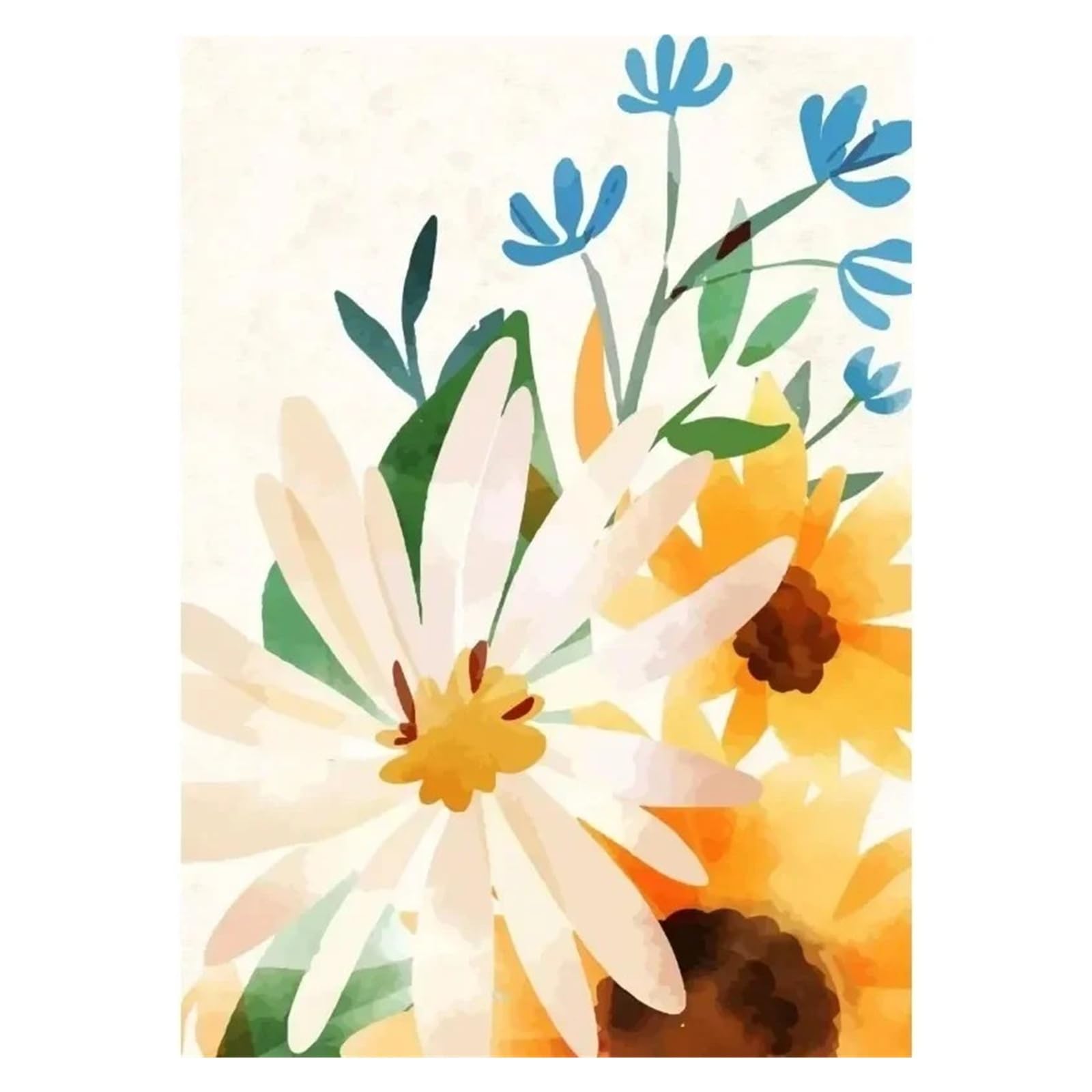 Peinture sur Toile Tournesol - Affiche Florale Aquarelle Moderne Décoration Salon 50x70