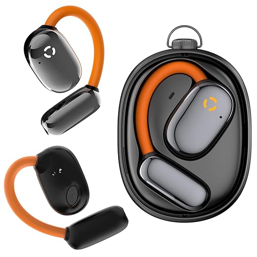 True Open Ear Earbuds Wireless Headphones with Enhanced Sound,Secure Fit, Lightweight Design, IPX4 Waterproof, DNC Mics, Bluetooth 5.4, Punchy Bass, Ideal Earphone for Running, Gym, Workouts