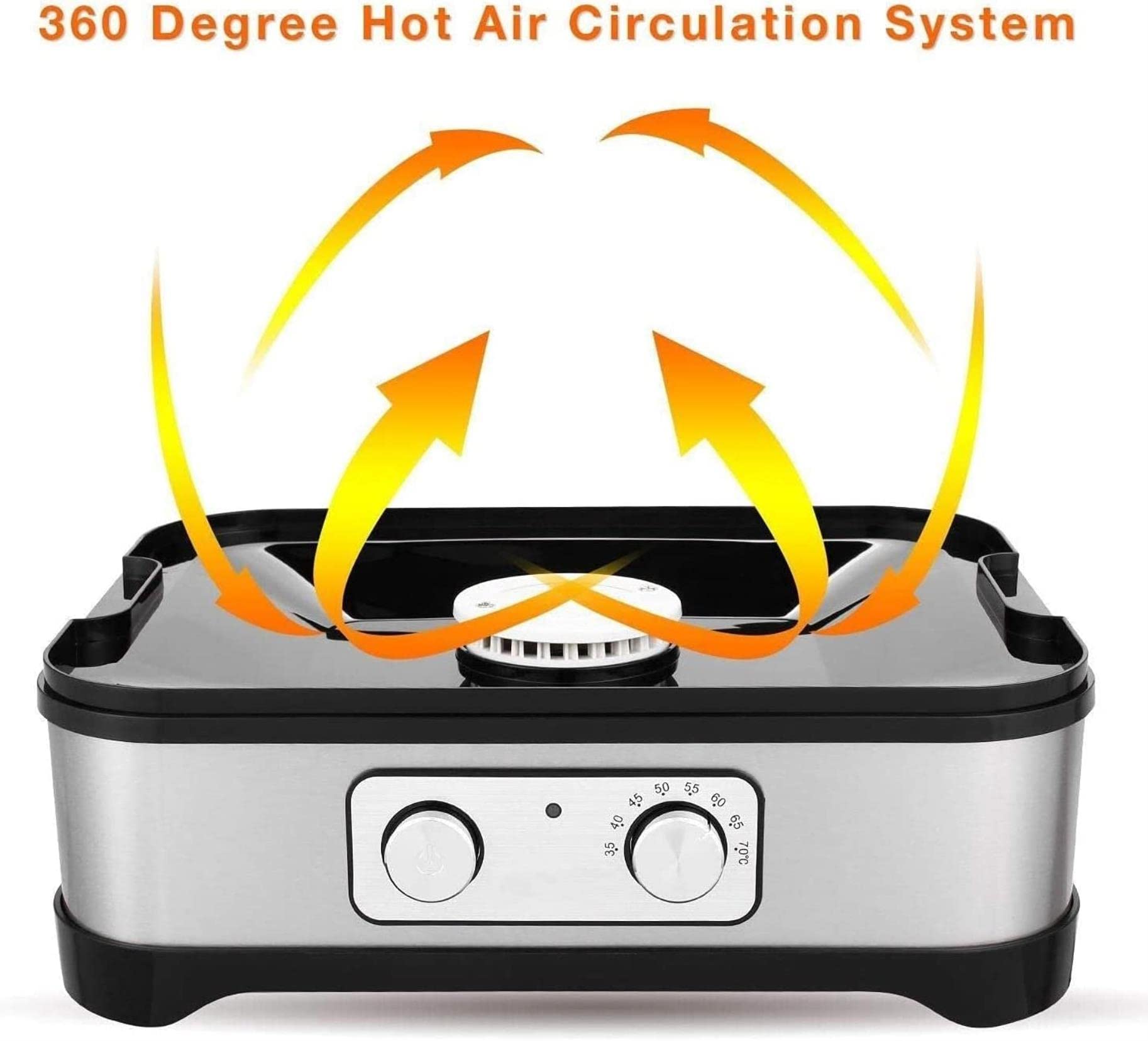 Deshidratador de Alimentos Deshidratador de Alimentos Deshidratador de Frutas de Acero Inoxidable Comercial Control de Temperatura Ajustable Profesional y 0~24 Horas