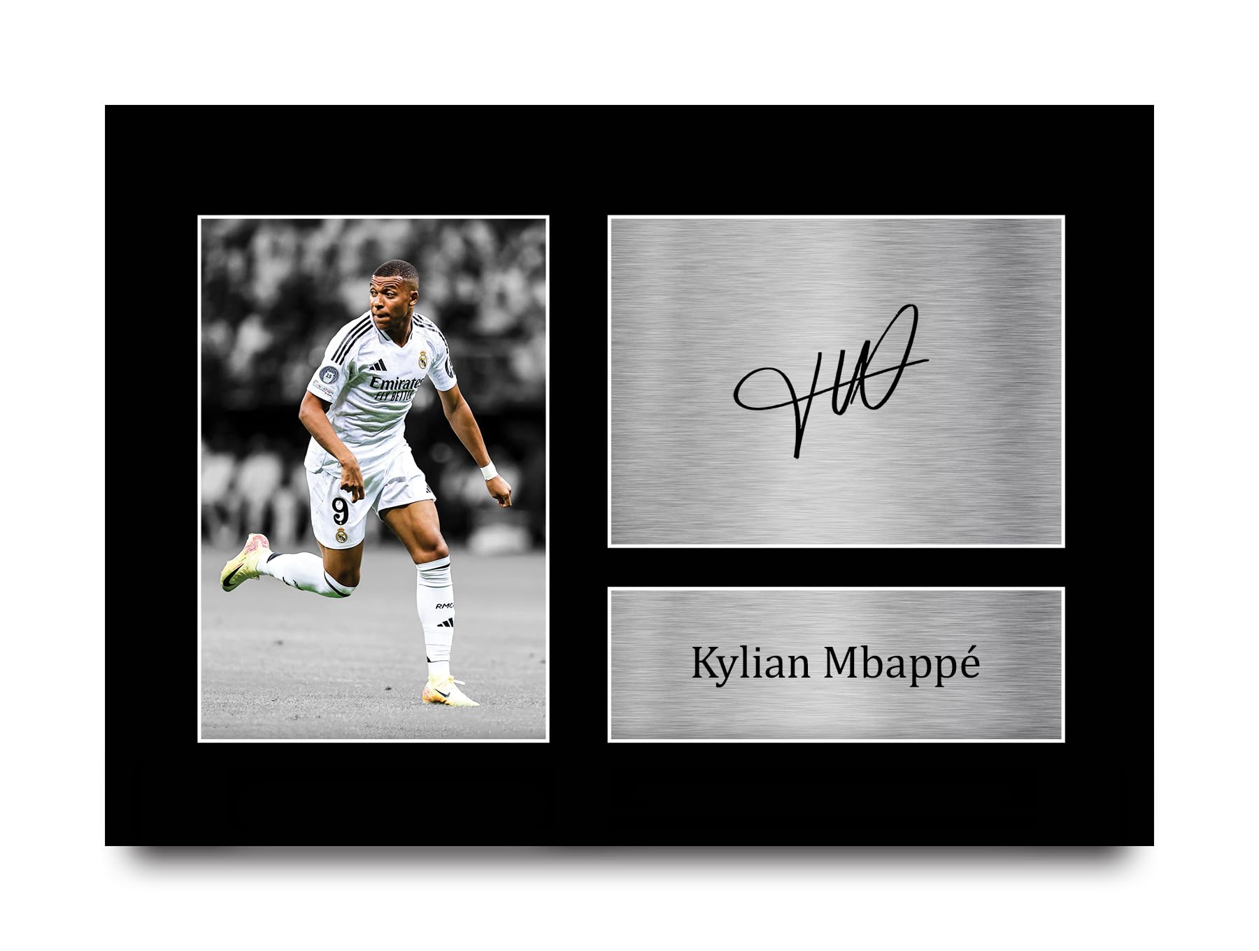 HWC Trading Kylian Mbappe Real Madrid Printed Memorabilia Signed Autograph Photograph Display for Football Fans and Supporters - A4