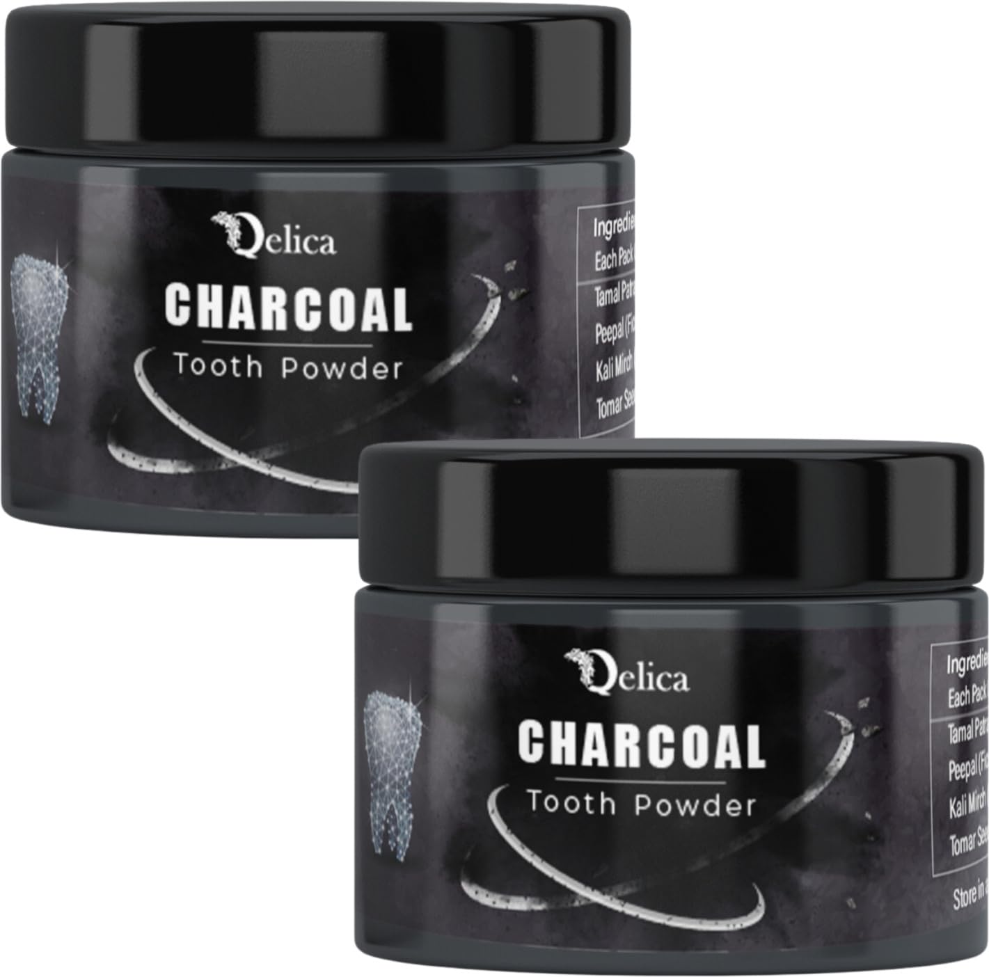 QELICA Charcoal Teeth Whitening Powder 50g | Effective Whitener for Tobacco, Tartar, Yellow Teeth | Long-Lasting Freshness | Dental Cleaning | 100% Pure Natural & Ayurvedic (Pack of 2) (B0CZR9XL5V) Amazon Price History, Amazon Price Tracker