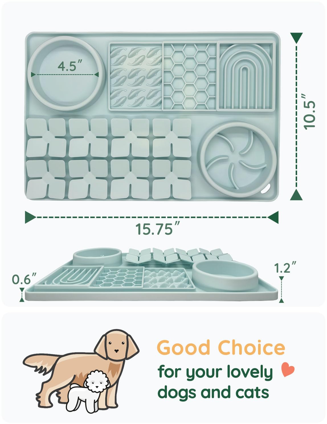 Slow Feeder Bowl, Silikon Leckmatte mit Saugnäpfen für Hund Katze, Schnüffelmatte für Haustiergeruchstraining, Puzzle-Spielzeug für gelangweilte Welpen, Interaktive Schnüffelmatte für langsames