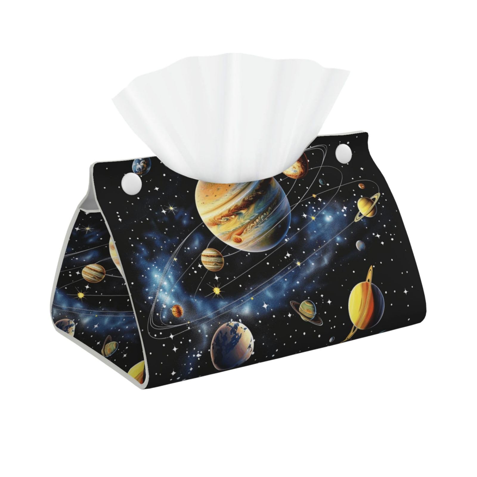 Planets Stars and Galaxy Print Tissue Box Cover Foldable Tissue Storage Box Leather Tissue Cube Box Holder for Living Room Bedroom Office Car Home Decor