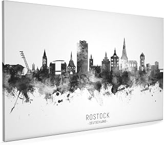 Rostock Germany Skyline Box Canvas Print with City Name -11630