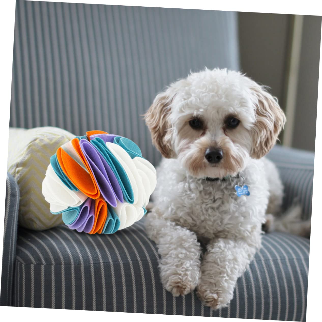 Pelota Olfativa para Perros Juguete Masticable Agujeros De Fuga Tela De Fieltro 20 Cm para Entretenimiento Casa y Jardín Perros Adultos