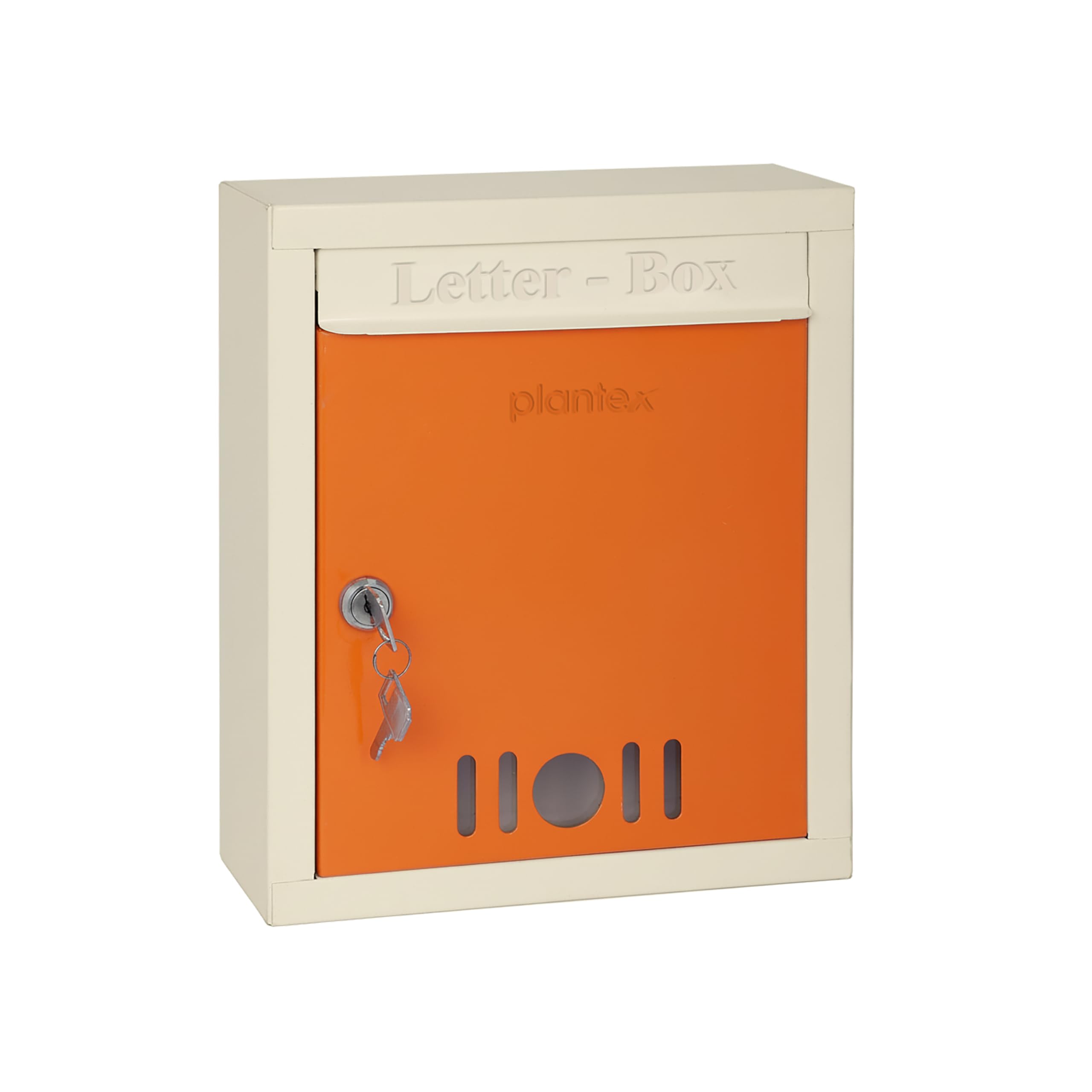 Plantex Letter Box - Mail Box/Post Box/Letter Box for Home gate/Complaint Box/Suggestion Box/Donation Box with Key Lock (Orange & Ivory) - Wall Mount A4 Size