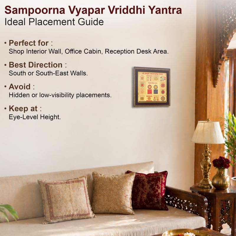 Image of Sampurna Vyapar Vruddhi Yantra Wall Frame for Business Growth & Success, Gold Vastu Decor for Office