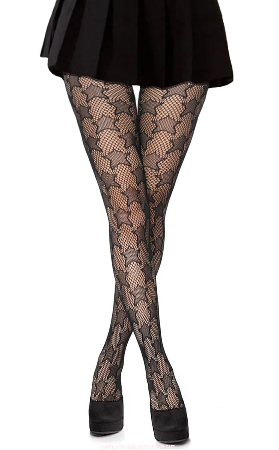 Simply Joshimo Womens Black Patterned Fishnet Net Tights/Ladies Fashion Pattern Pantyhose