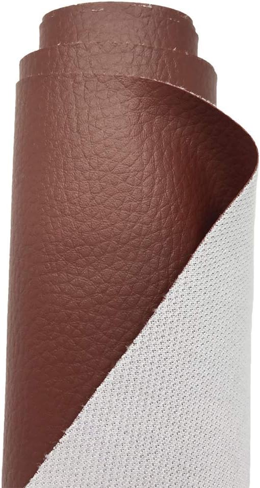 A-Express Grained Faux Leather Fabric Waterproof Heavy Duty Leatherette Vinyl Leathercloth Upholstery Textured Material - Brown Half Metre 50cm x 140cm