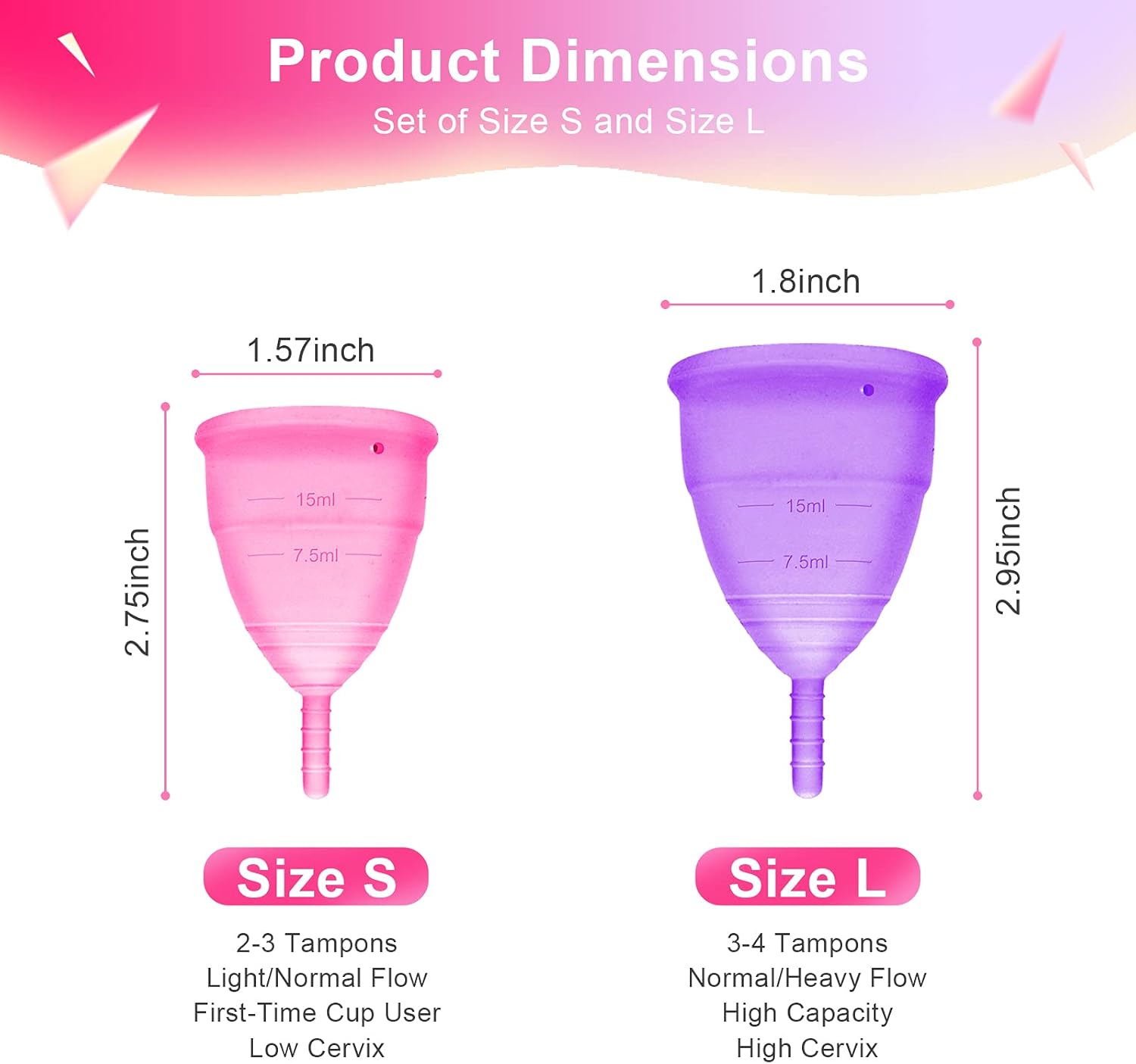 LEASEN Period Cup, Set of 4 Menstral Cups, First Period Cup Kit for Girls & Women with Menstrual Cup Wash, Premium Design with Soft, Flexible, Medical-Grade Silicone : Health & Household