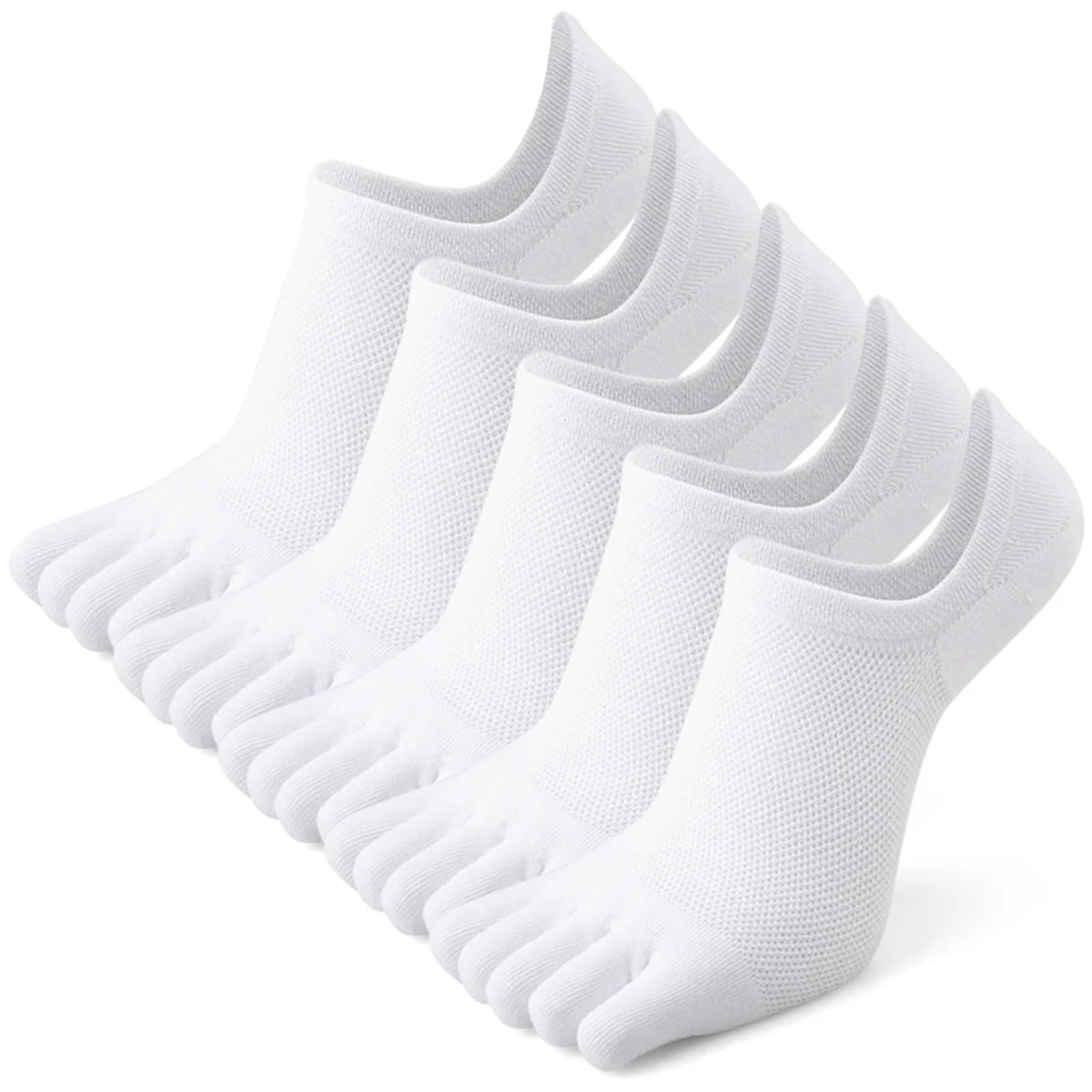 IRFHDCX Toe Socks 5pairs Five-finger Socks Solid Color Breathable Invisible Boat Thin Mesh Toe Outdoor Sports Crew(5Pairs-White)
