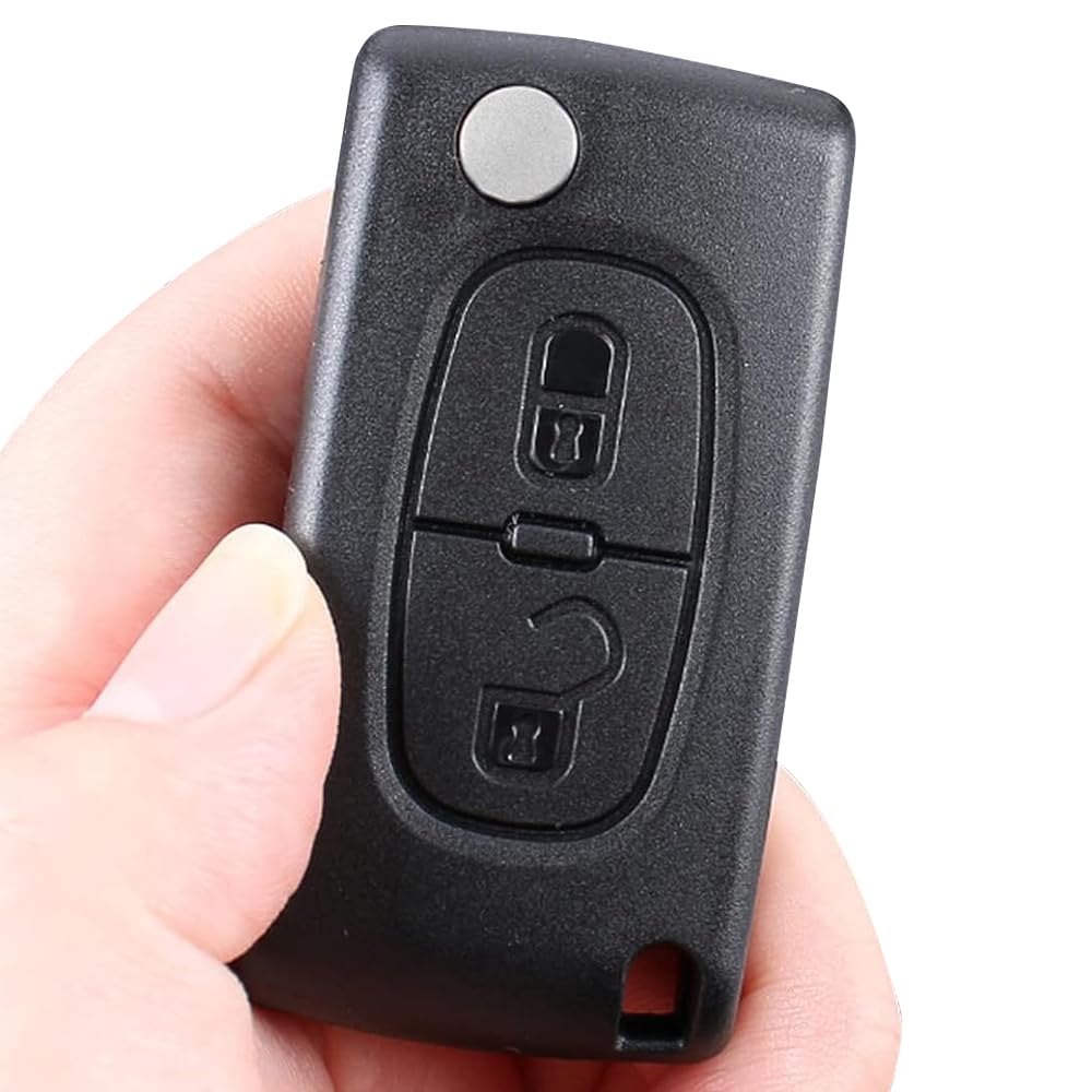 2-przyciskowe etui na kluczyki samochodowe kompatybilne z Peugeot i Citroen - 207, 307, 308, 407, 607, 807, C2, C3, C4, C5, C6, C8, DS3, DS4, zapewnia ochronę i styl (2 sztuki)