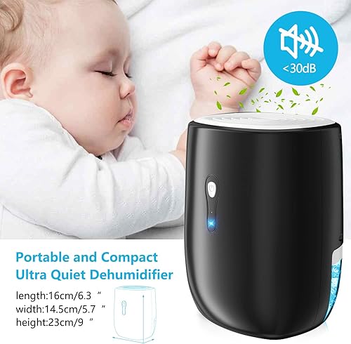 Miniatura 6 de Posdry - Deshumidificadores para el hogar, 27 onzas (27.1fl oz), pequeños deshumidificadores de apagado automático con manguera de drenaje, mini