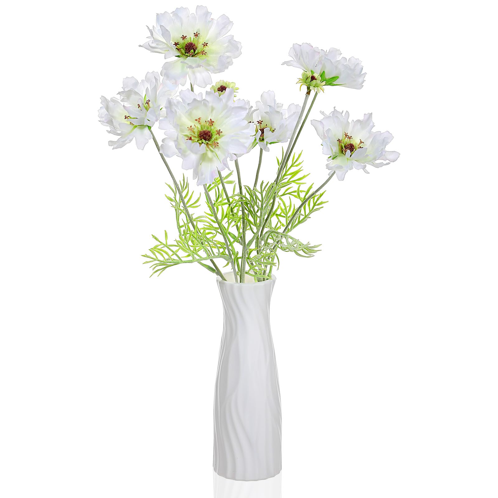 Hariendny 2 PCS Artificial Fake Flowers Plants, 23.6 Inch Cosmos with Long Stem, Silk Flower Arrangements, Wedding Bouquets Decorations for Home Kitchen Garden Party Vase Dining Table Decor, White