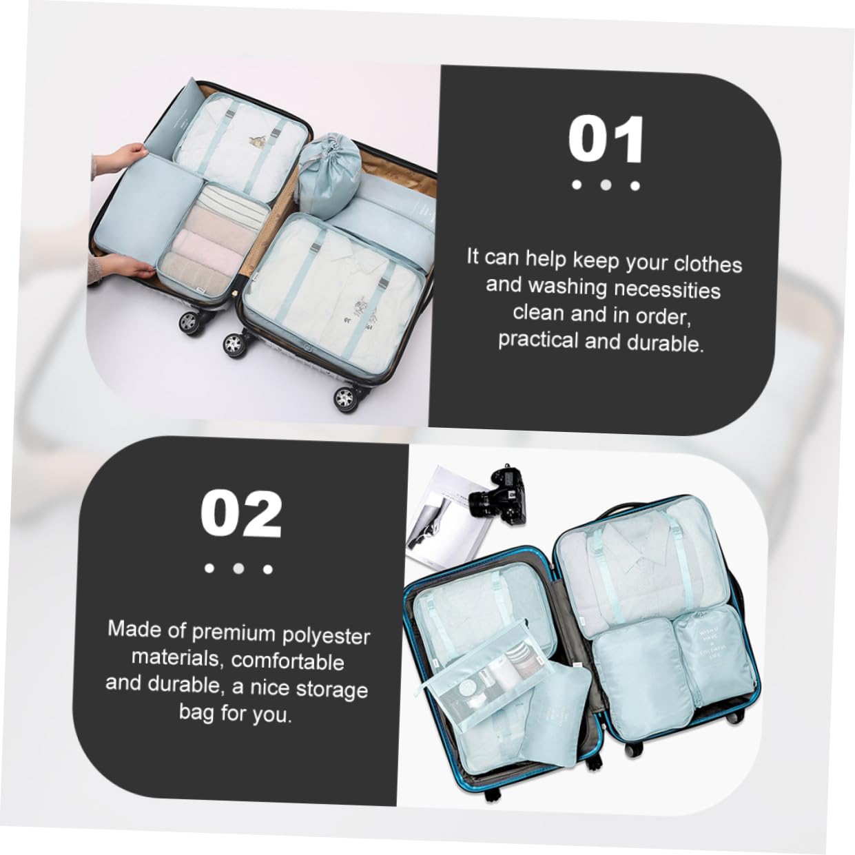 Didiseaon Porta Indumenti da Viaggio Cerniera Organizer Borse per Vestiti e Biancheria Intima Custodia per Articoli da Toeletta e Cosmetici da Viaggio
