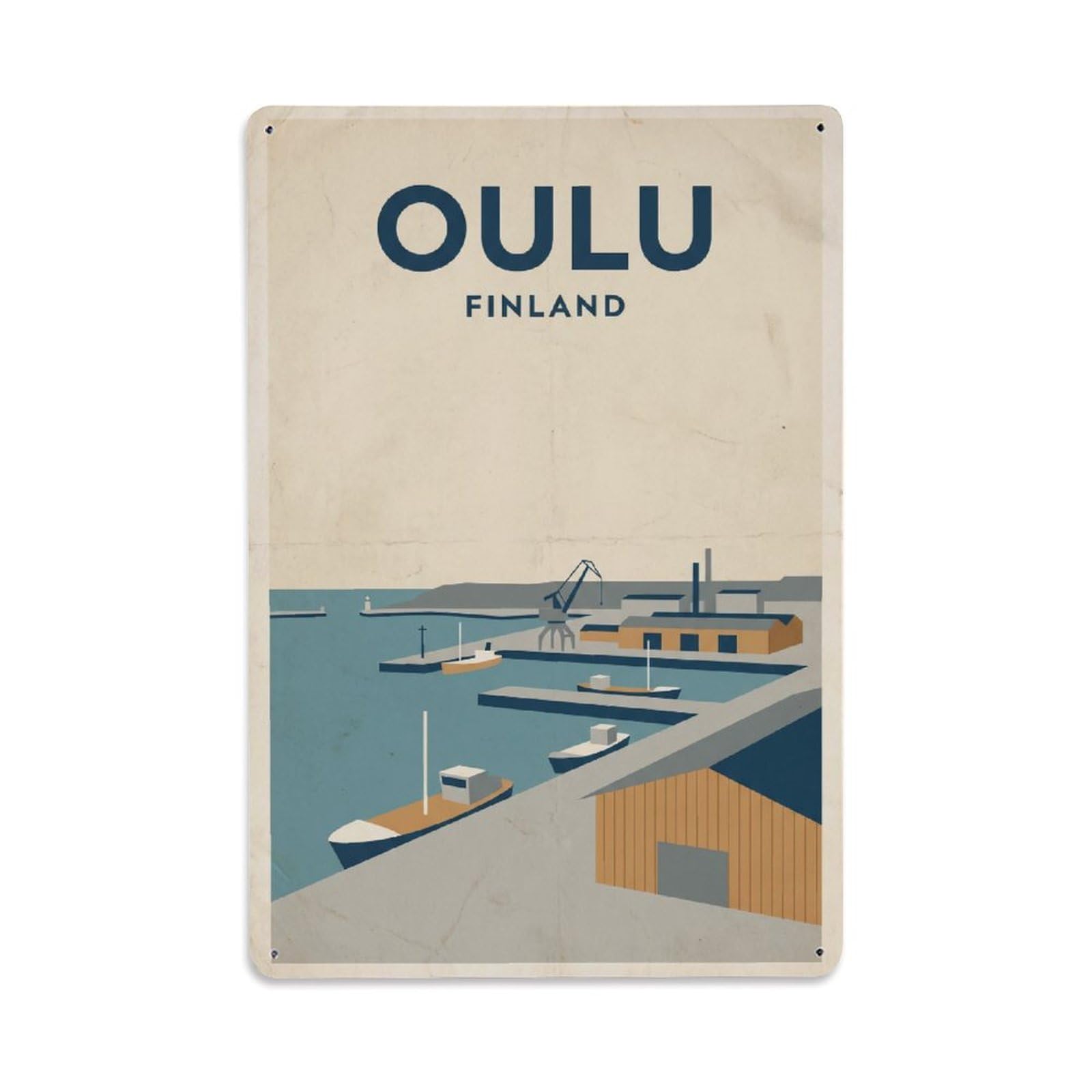 Retro Finland Oulu Travel Metal Tin Sign