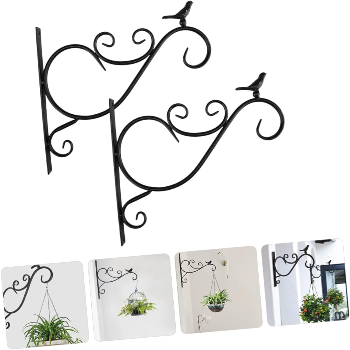 Wall Mount Planter Hook Sturdy Hanging Bracket for Indoor and Outdoor Flower Baskets Elegant Design for Garden and Home Decor Black