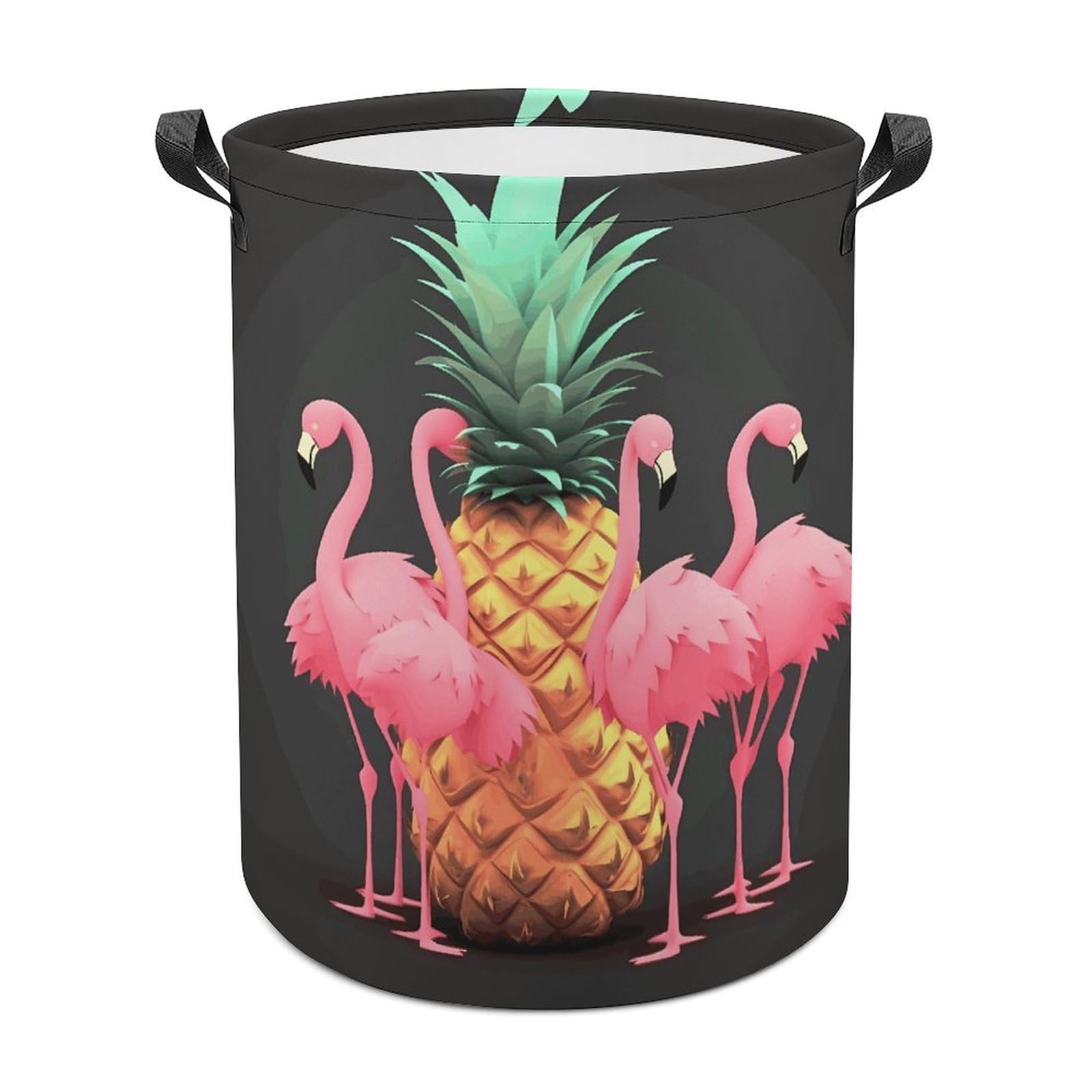 Pineapple Flamingos Laundry Basket Large Foldable Laundry Hamper Waterproof Clothes Hamper with Handles Durable Dirty Clothes Storage Bucket for Bedroom Bathroom Laundry Room