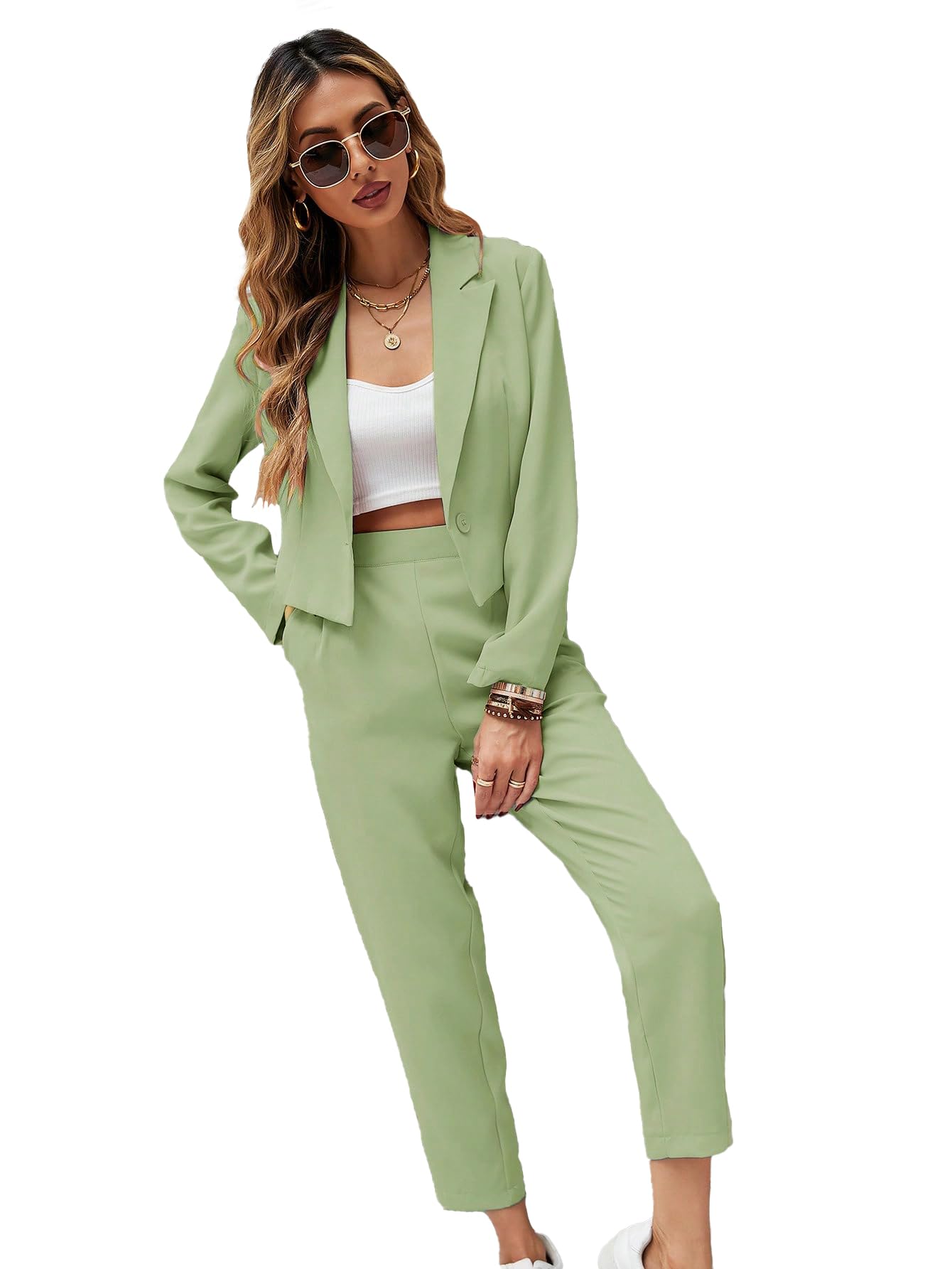 kotty Women's Solid Co-ord Blazer and Trouser Set.-picture-39