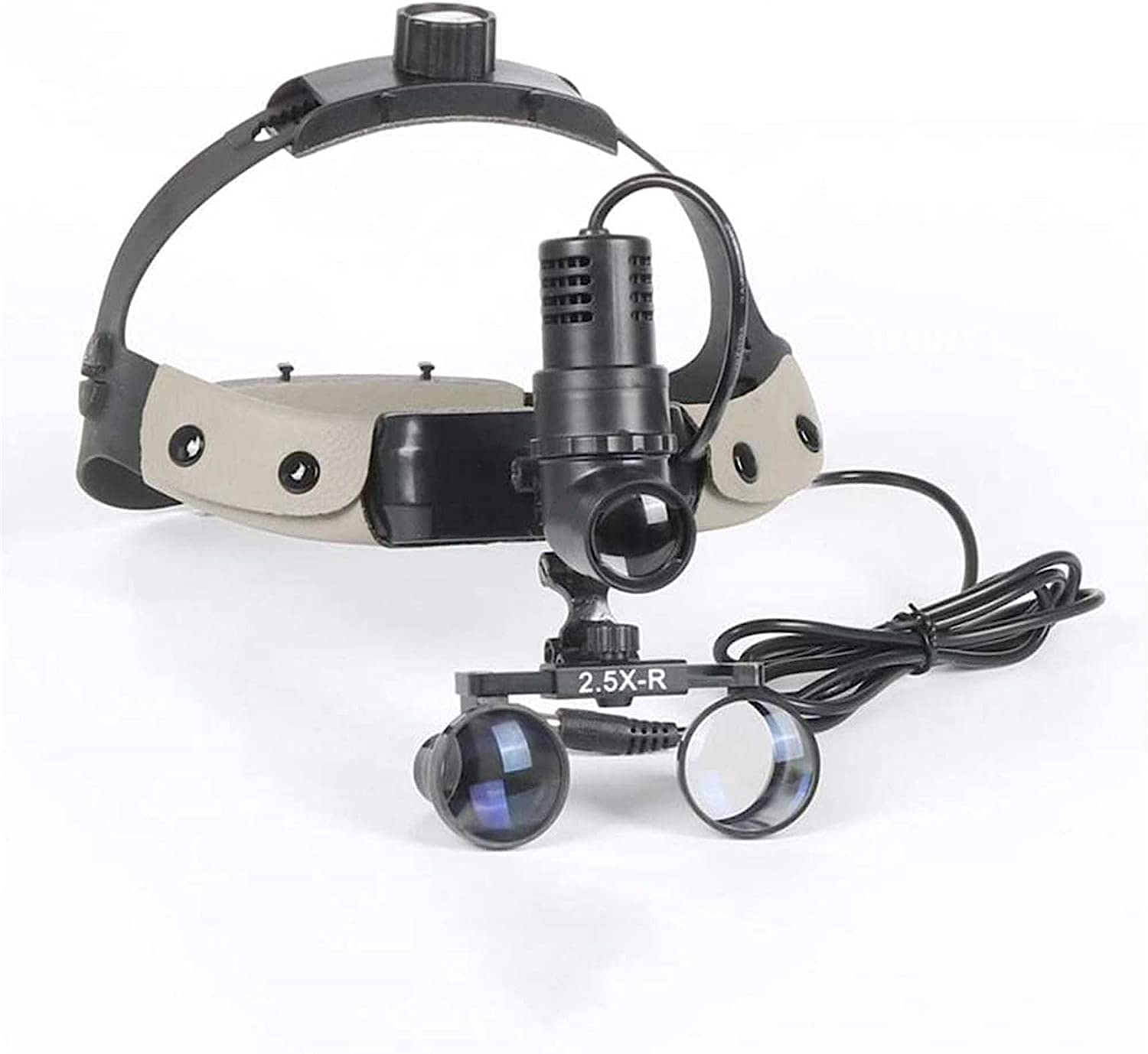 HTTGDGDH Headband Magnifier, Handheld Digital Magnifier, Binocular Loupes 2.5X 3.5X Magnifier 3W Led Headlight Leather Headband Loupe With Light