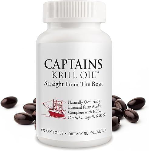 CAPTAINS - Cápsulas blandas de aceite de krill antártico puro Omega 3 EPA, DHA con astaxantina y fosfolípidos, sin aditivos ni productos químicos,