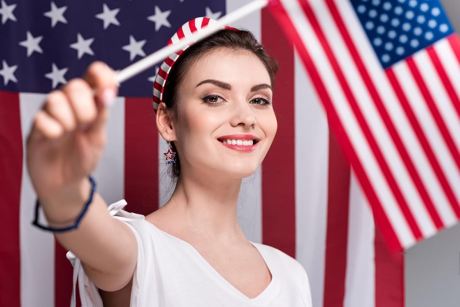 4th of July Earring Necklace for Women Independence Day Jewelry Set Dainty Rhinestone Sparking Star Heart Necklace Red White and Blue Memorial Day Patriotic American Flag Earrings Accessorie Outfits