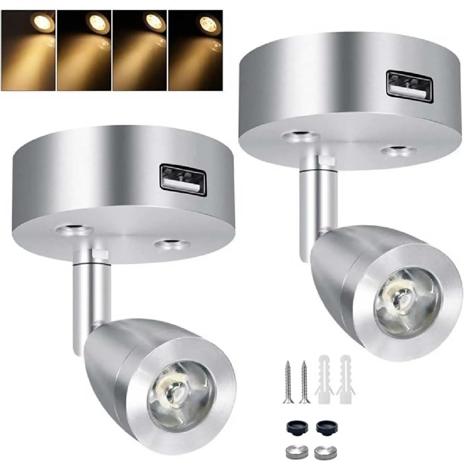 2pcs 12V RV Boat LED Reading Light Interior Wall Lamp Spot Light 6000K for Caravan Camper Van Boat Trailer Decoration