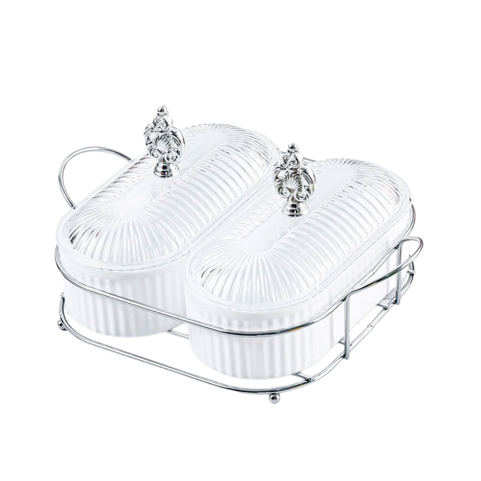 Jazuaiao Clear Top Multi Section Snacks Container for Family Gathering Kitchen Countertop Storage Solution Stackable Snacks Box with Partitions
