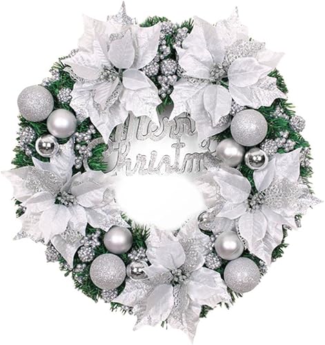 Miniatura 7 de Ochine Corona de bola de Navidad artificial de 16 pulgadas para decoración del hogar, decoración de fiesta de Navidad, decoración de puerta
