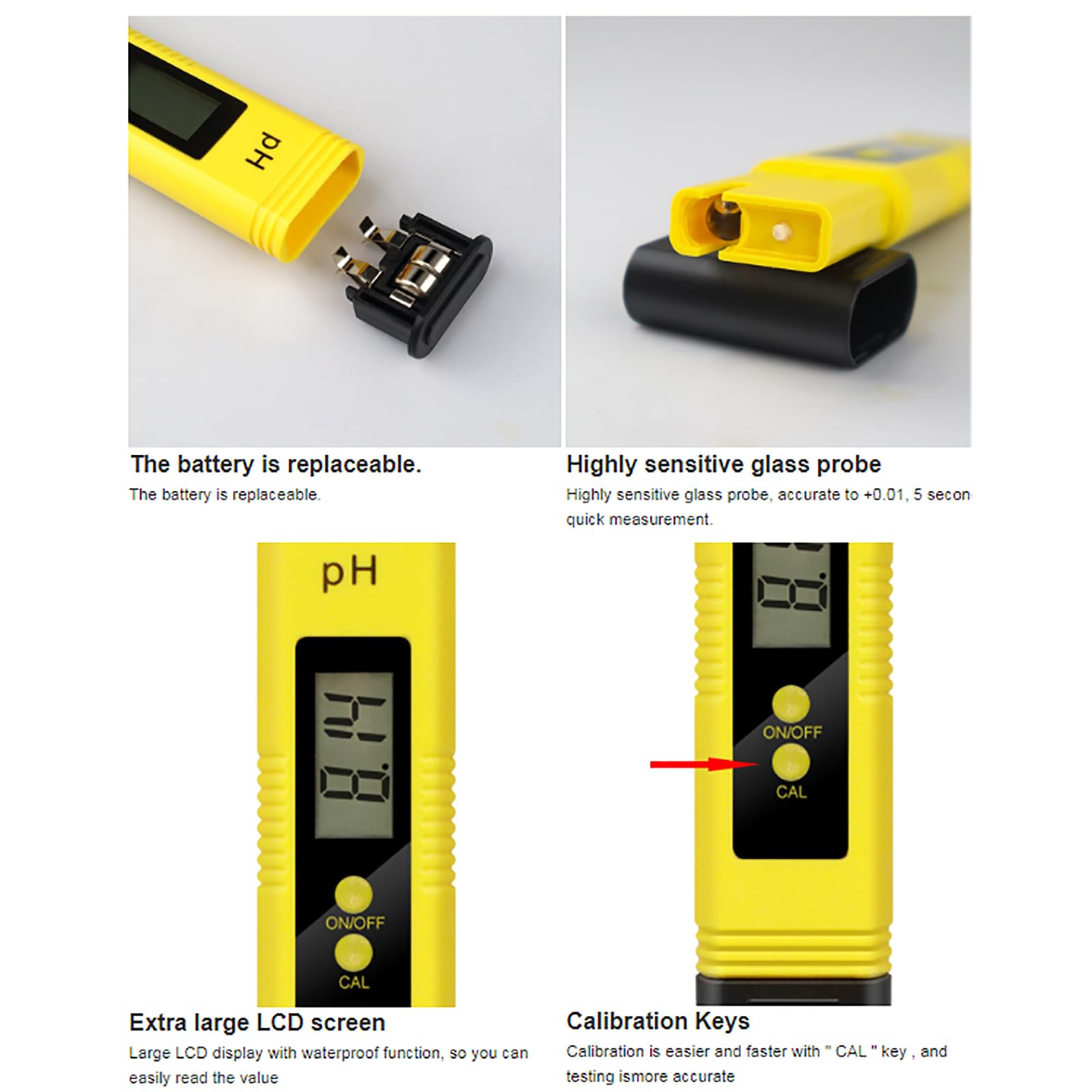 Hydroponics Digital PH Tester Pen, 0.01ph Medidor De PH Tipo Bolígrafo De Alta Precisión Con Rango De Medición De 0-14 PH, Compensación Automática De Temperatura, Para Hidroponía, Bebidas Domésticas
