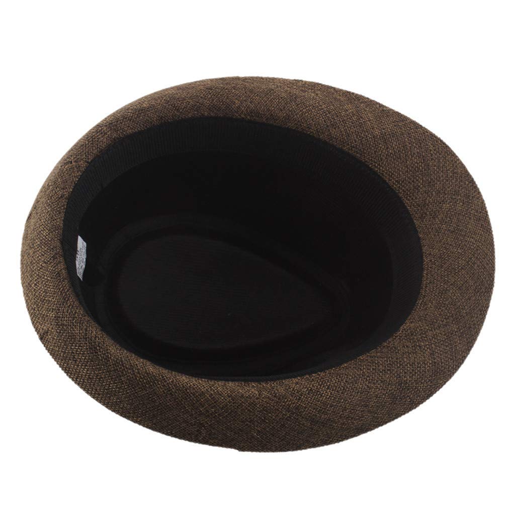 DPC Men's Braided Palm Fiber Fedora with Stripe Band