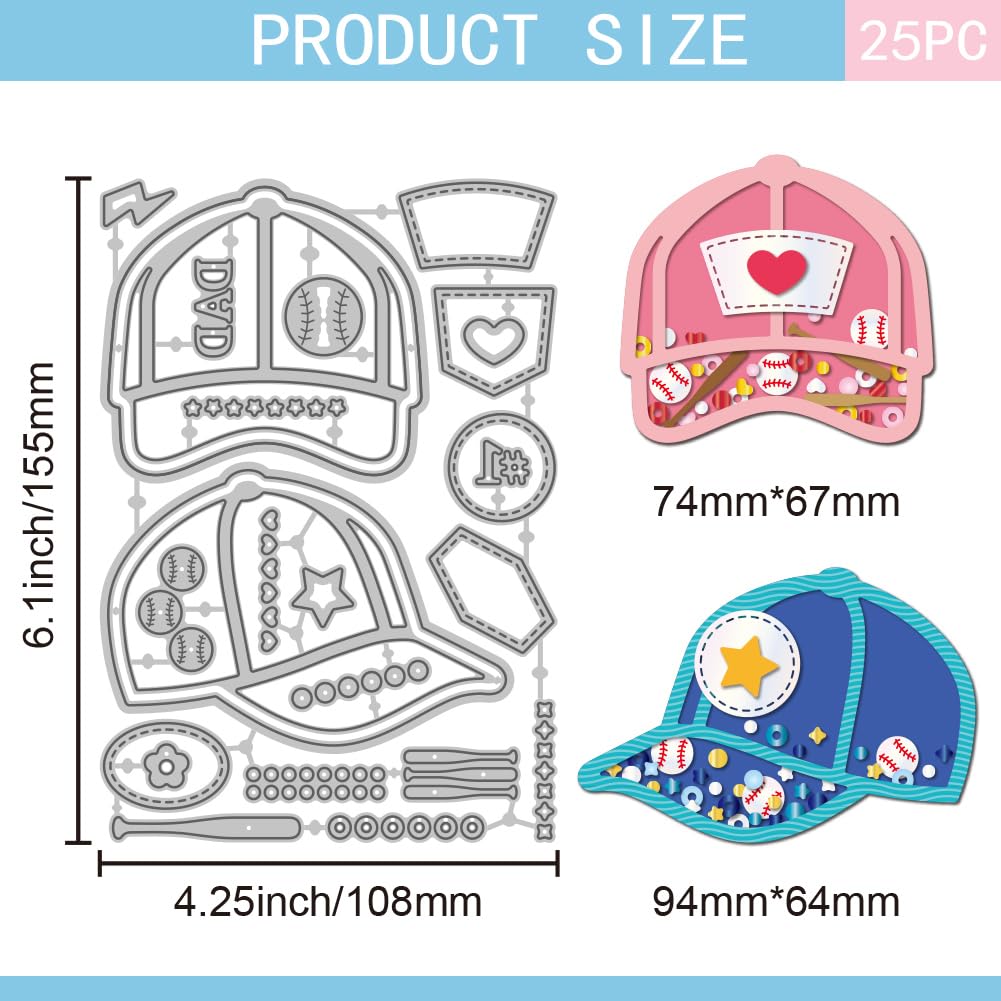 GLOBLELAND Baseball Cap Cutting Dies Metal Hat Shake Die Cuts Sports Cap Background Cutting Embossing Templates for Scrapbooking Crafts Paper Cards Making - Image 2