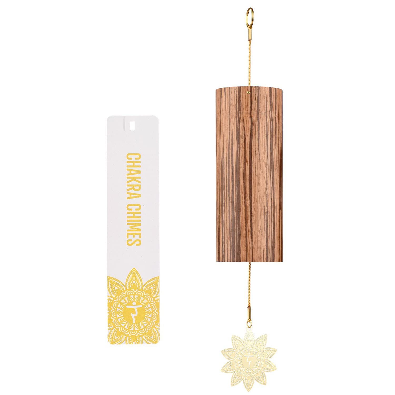 Chakra Chimes Natural Bamboo Wind Chimes Meditation Chord Windchime Wind Bell for Home Decoration Zen Mindfulness Solar Plexus Chakra