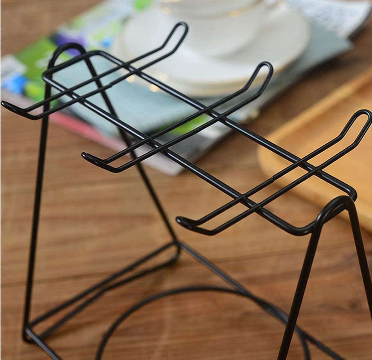 Porta Tazze Biluer Acciaio Inox Per 6 Tazze - Nero Con Piattini - Foto 9