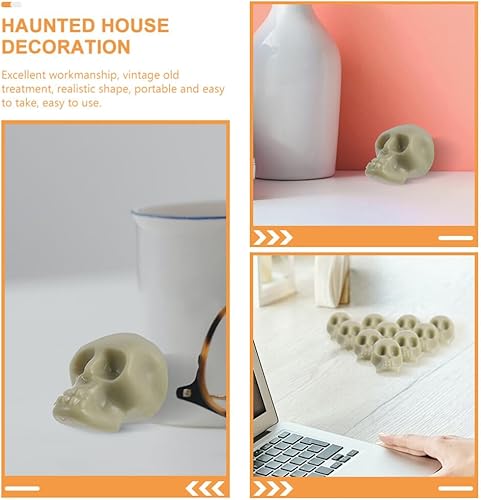 Miniatura 4 de SAFIGLE Decoración de escritorio, 50 piezas de mini calaveras de Halloween, cabezas de calaveras de plástico, mini calaveras para manualidades, mini