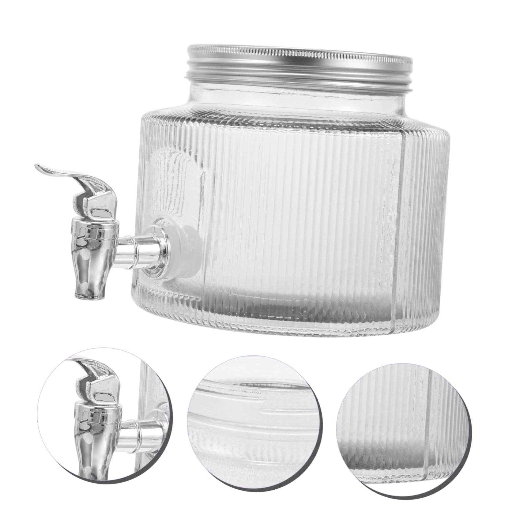 Dispensador de Bebidas con Grifo 2, 8 L de Vidrio Blanco