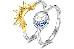 Sterling Silver Keep Climbing Sun and Moon Promise Rings