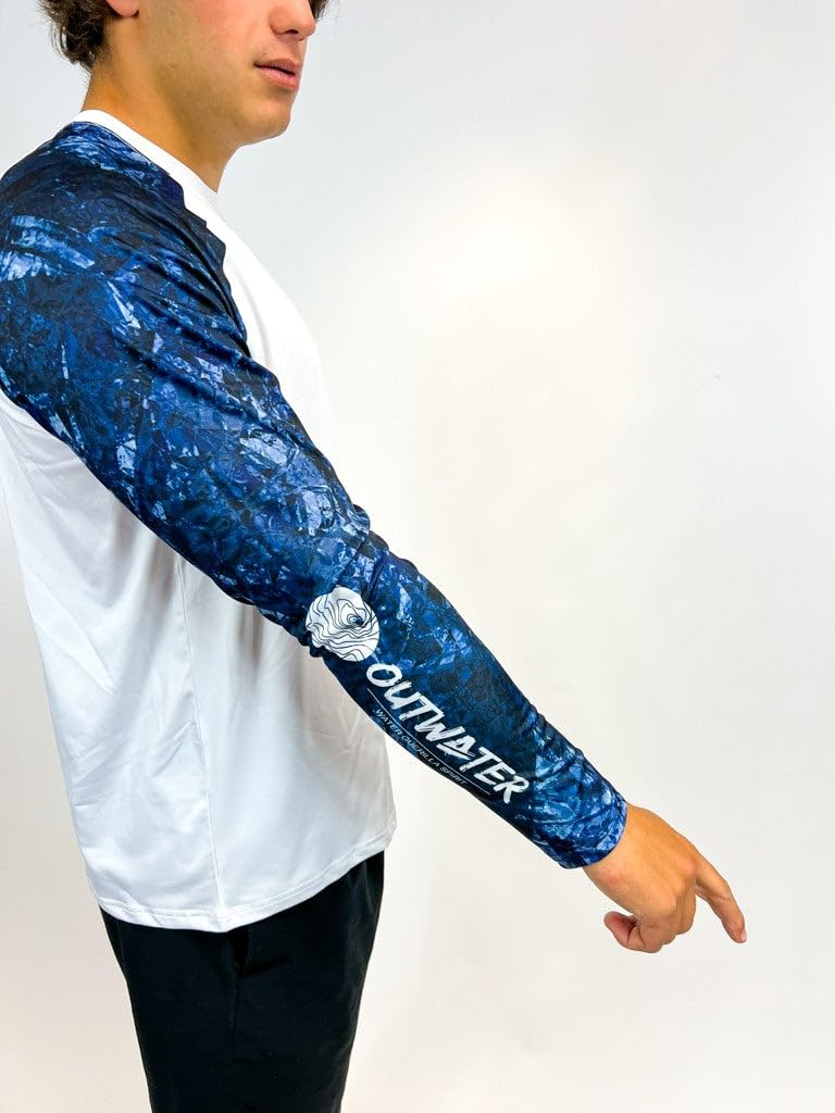 OUTWATER Camp One Dark Blue – Maglietta da pesca da uomo protezione solare UV a maniche lunghe UPF50+ | Pesca, Barca, Outdoor
