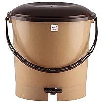 Fun Homes Multiuses Plastic Pedal Dustbin, Waste Bin, Trash Can With Handle, 7 Litre (Brown)-47FH0749