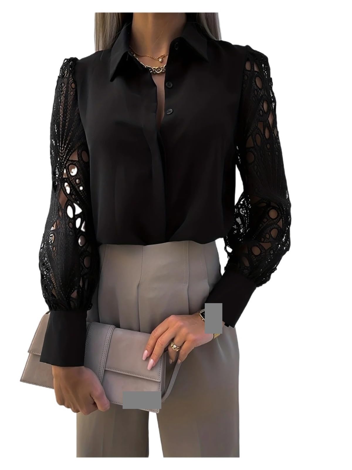 Copricostume Donna Camicetta Elegante In Chiffon Tinta Unita Da Donna | Camicia ampia casual a maniche lunghe con scollo a V, tuniche da donna for ufficio, top oversize(Purple,XXL)