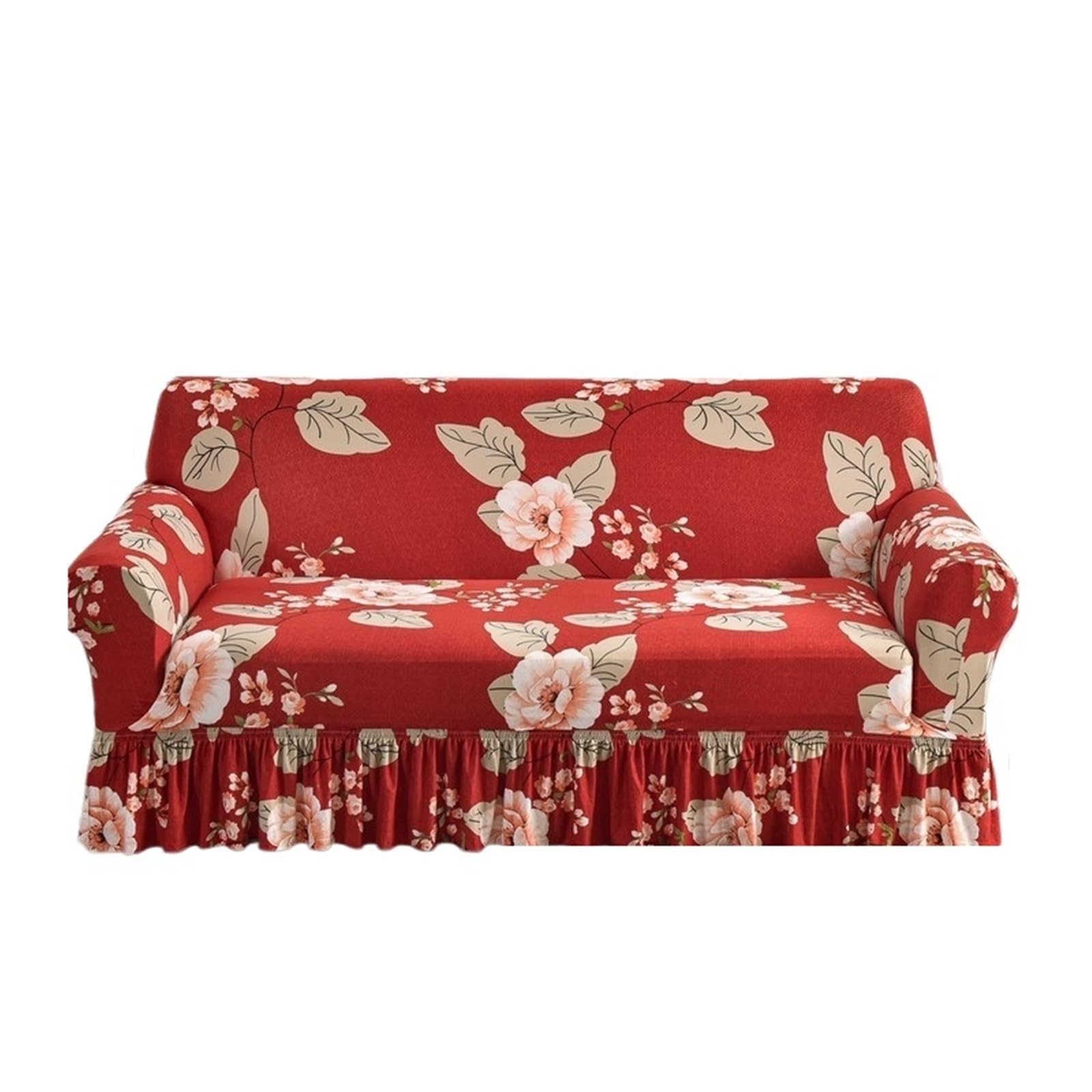 GCYEIDMA Skirt Sofa Cover Stretchable Sofa Cover with Skirt Washable Furniture Protector Printed Slipcovers with Elastic Bottom for Living Room(Color 10,3-seater 190-230cm)