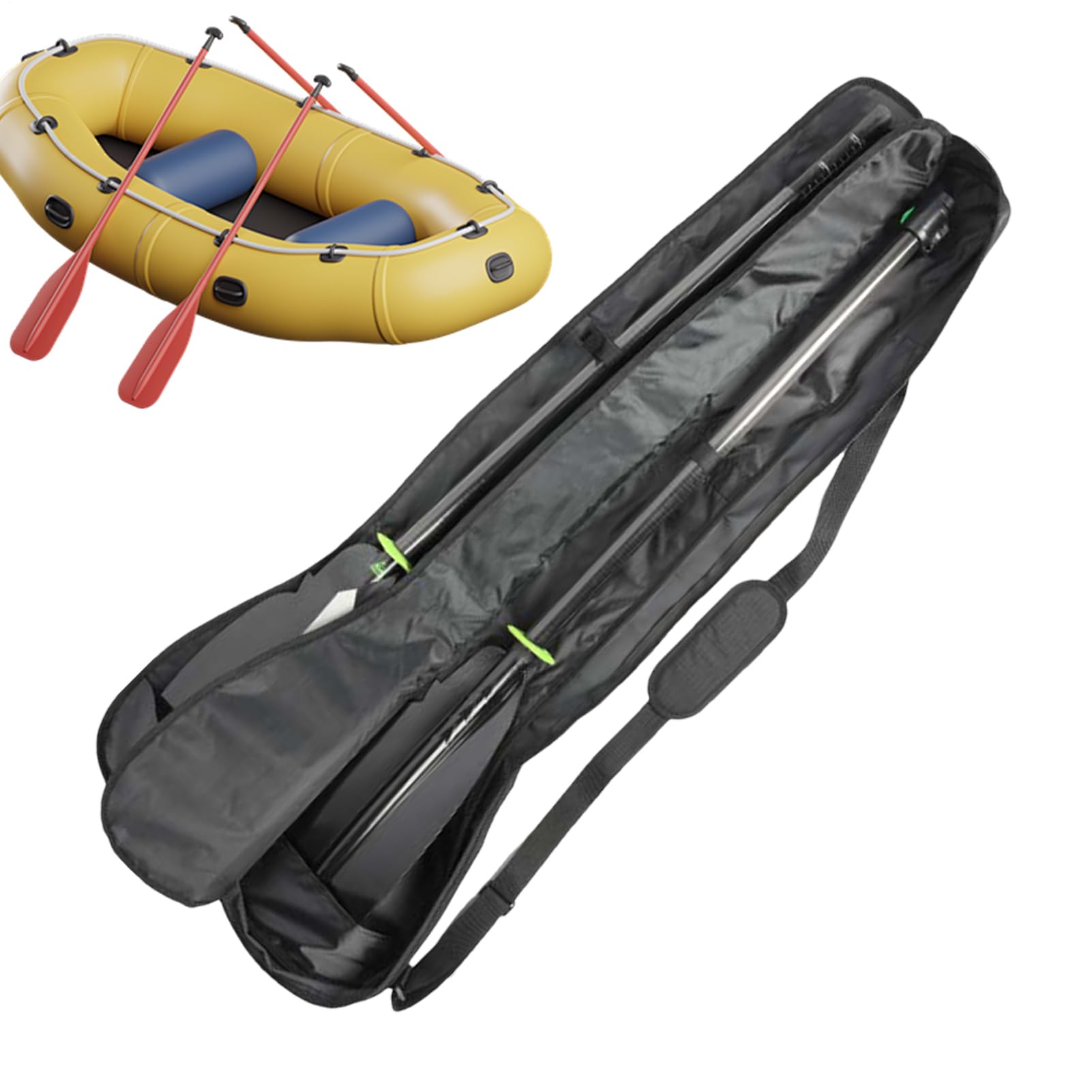 Borsa portaoggetti per kayak, in tessuto Oxford, 130 x 25 x 7 cm, borsa per pagaie a doppia testa, impermeabile, a tre sezioni, tracolla regolabile per sport