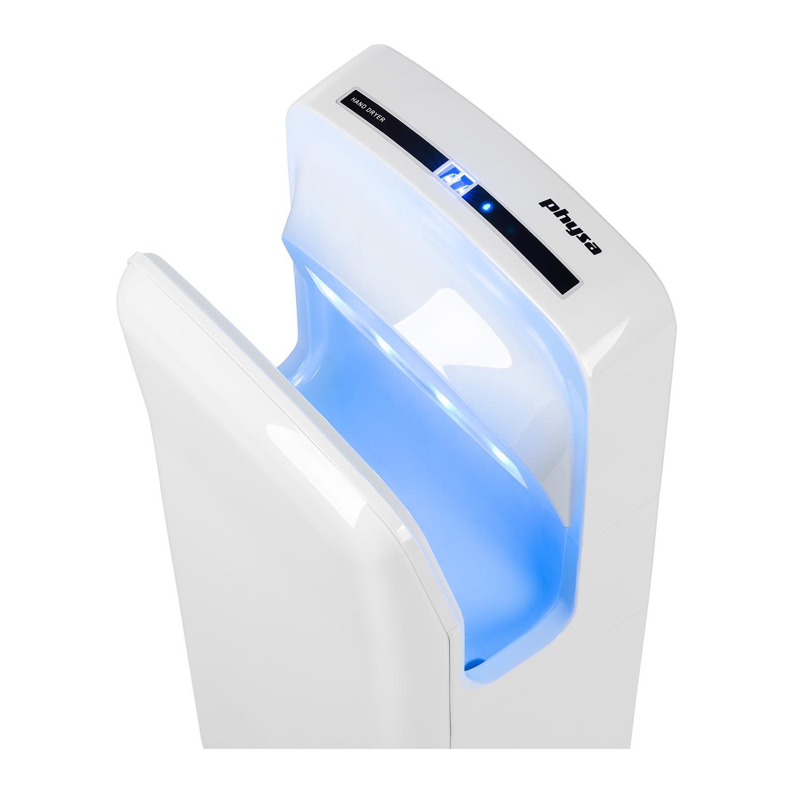 Physa Asciugamani Elettrico Automatico Asciugatore Mani da Bagno ORIA WHITE (Tempo di asciugatura 5-7 s, 28.000 rpm, Velocità del getto d'aria 86 m/s, Volume dell'aria 150 m³/h)
